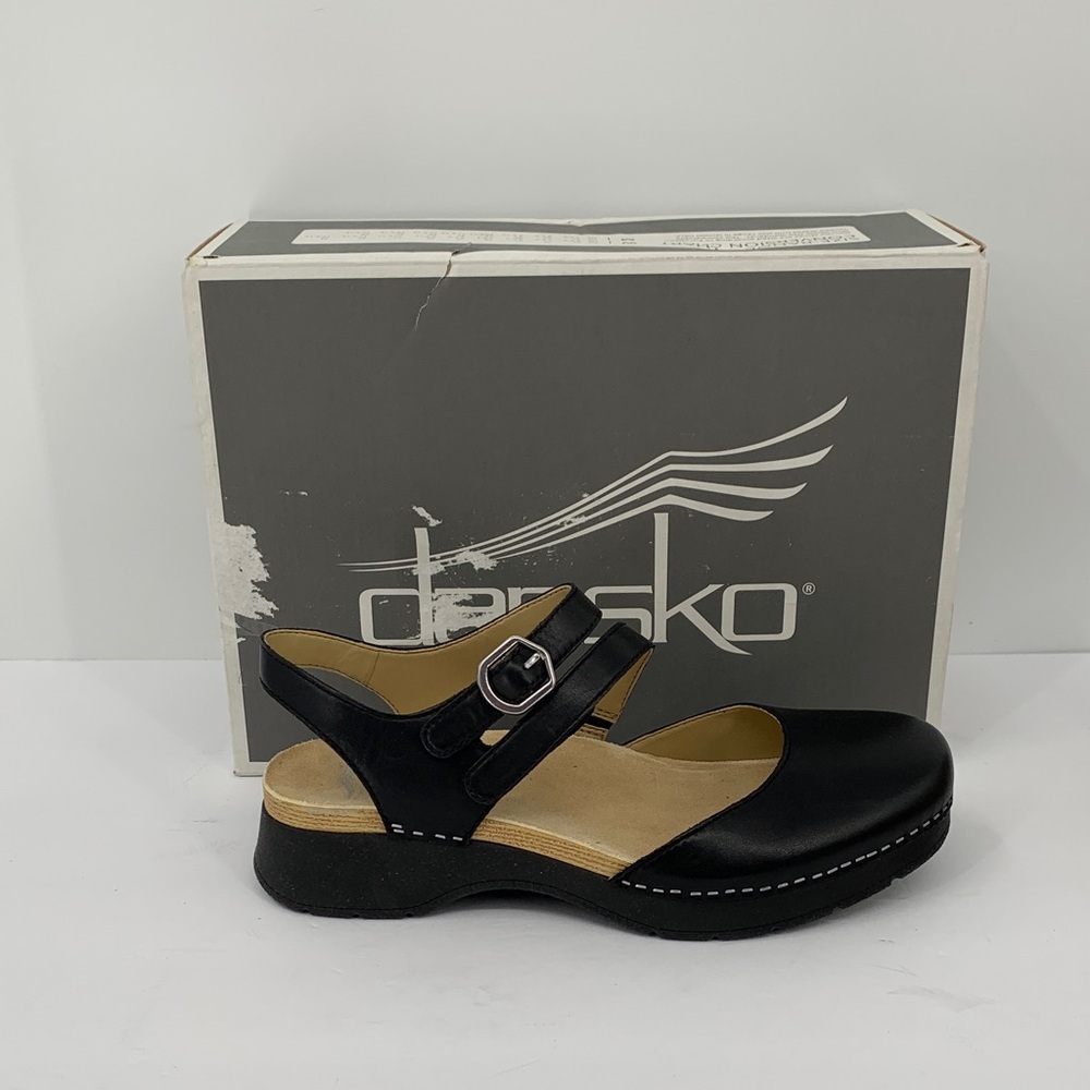 Dansko Black Leather Mules